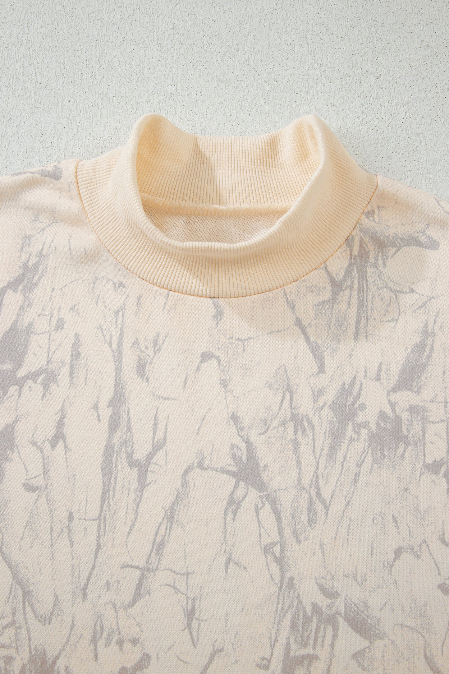 Khaki Camo Baggy Mock Neck Sweatshirt Casual Top