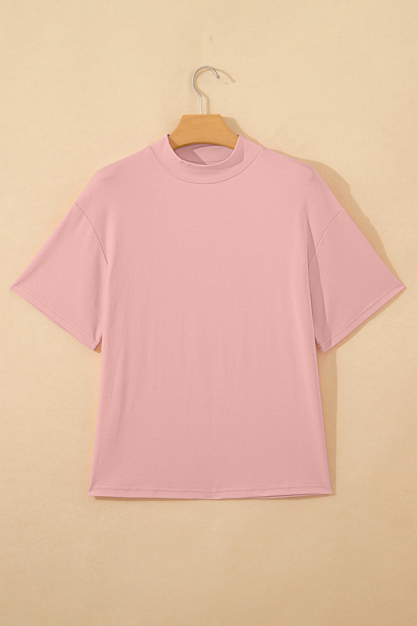 Dark Blue Oversized Mock Neck Tee Casual Relaxed Top