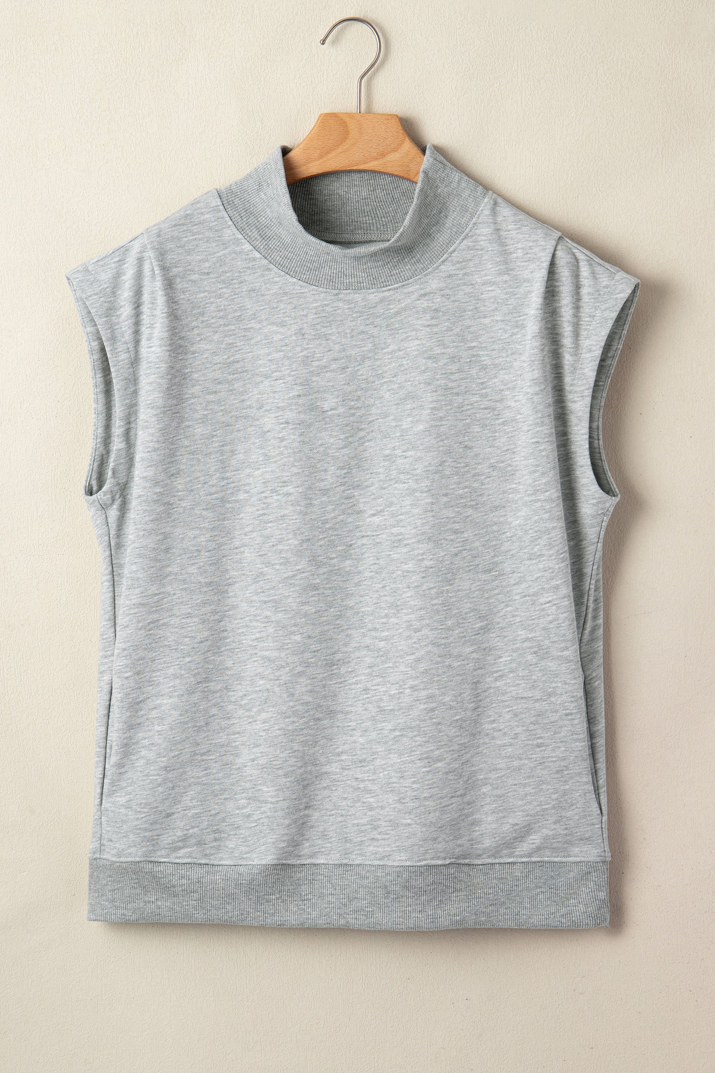 High Neck Cap Sleeve Loose Casual Top