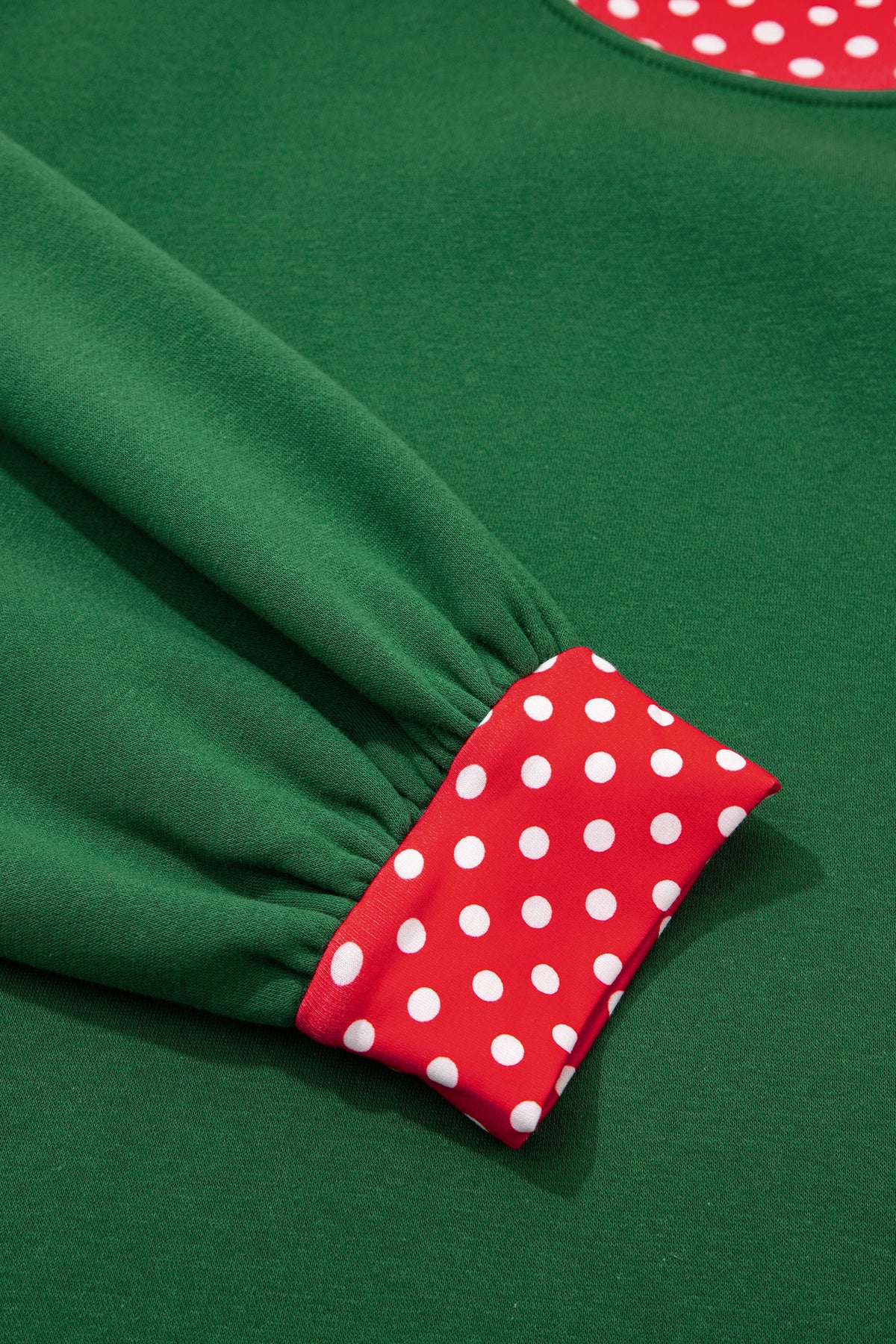Polka Dot Trim Plus Size Crew Neck Tunic Sweatshirt