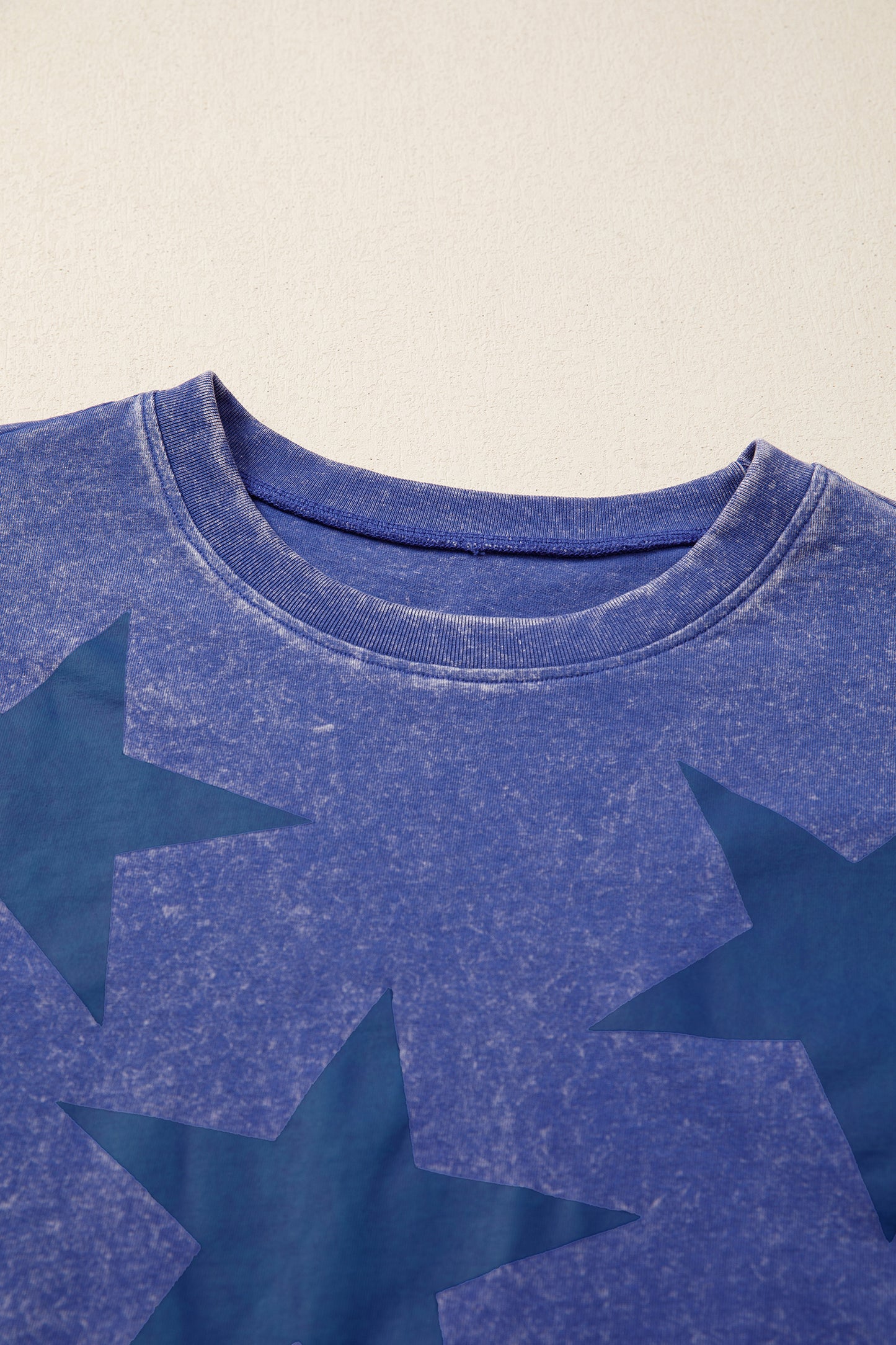 Blue Star Print Mineral Wash Flag Day Independence Tee