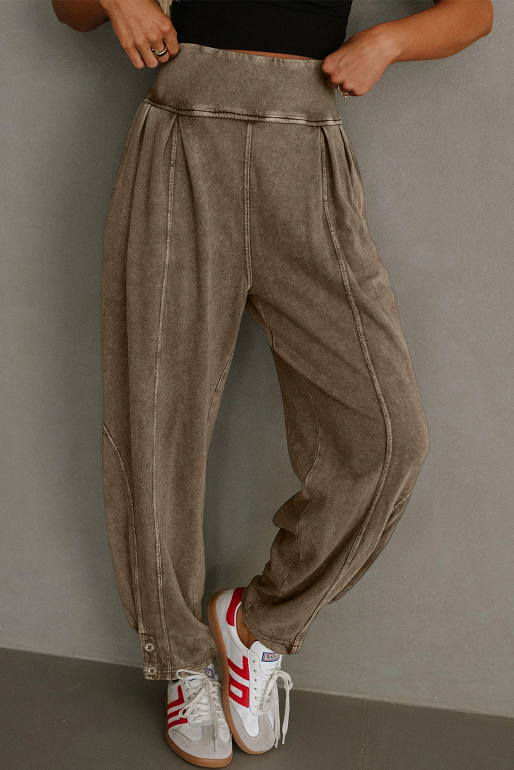 Mineral Wash High Waist Relaxed Fit Jogger Pants