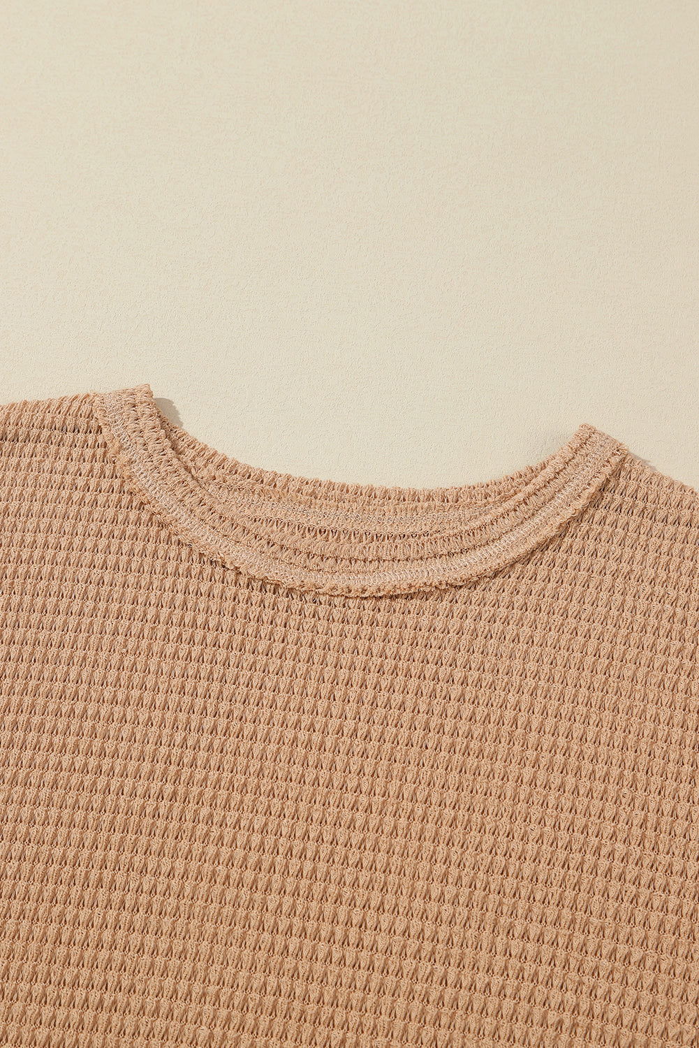 Black Waffle Knit Oversized Top with Side Slits