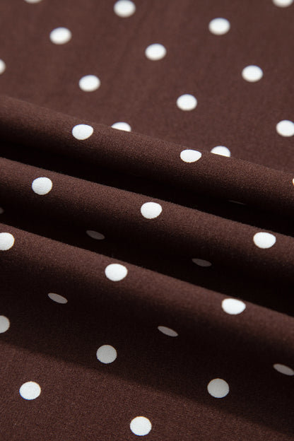 Khaki Polka Dot Lace Hem Elegant Long Shift Skirt