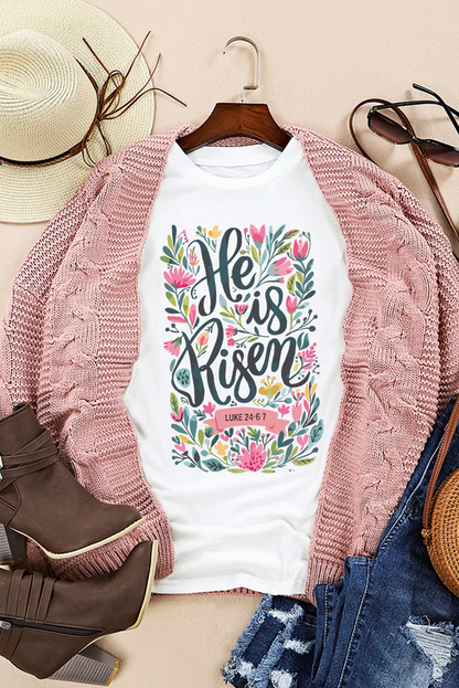 He Is Risen Floral Christian Easter Graphic Tee