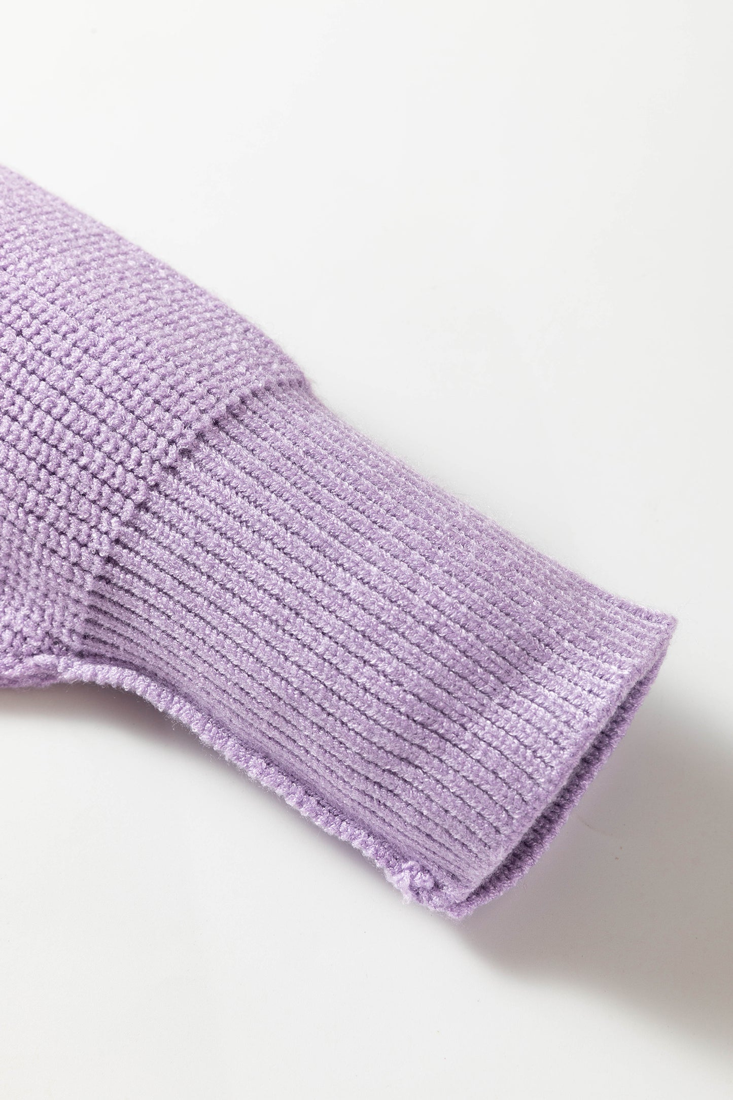 Orchid Purple Mock Neck Ribbed Knit Oversized Sweater Top