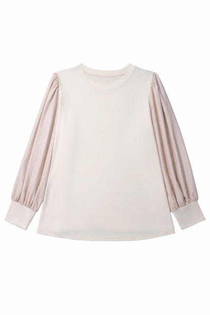 Plus Size Polka Dot Sleeve Colorblock Blouse Women