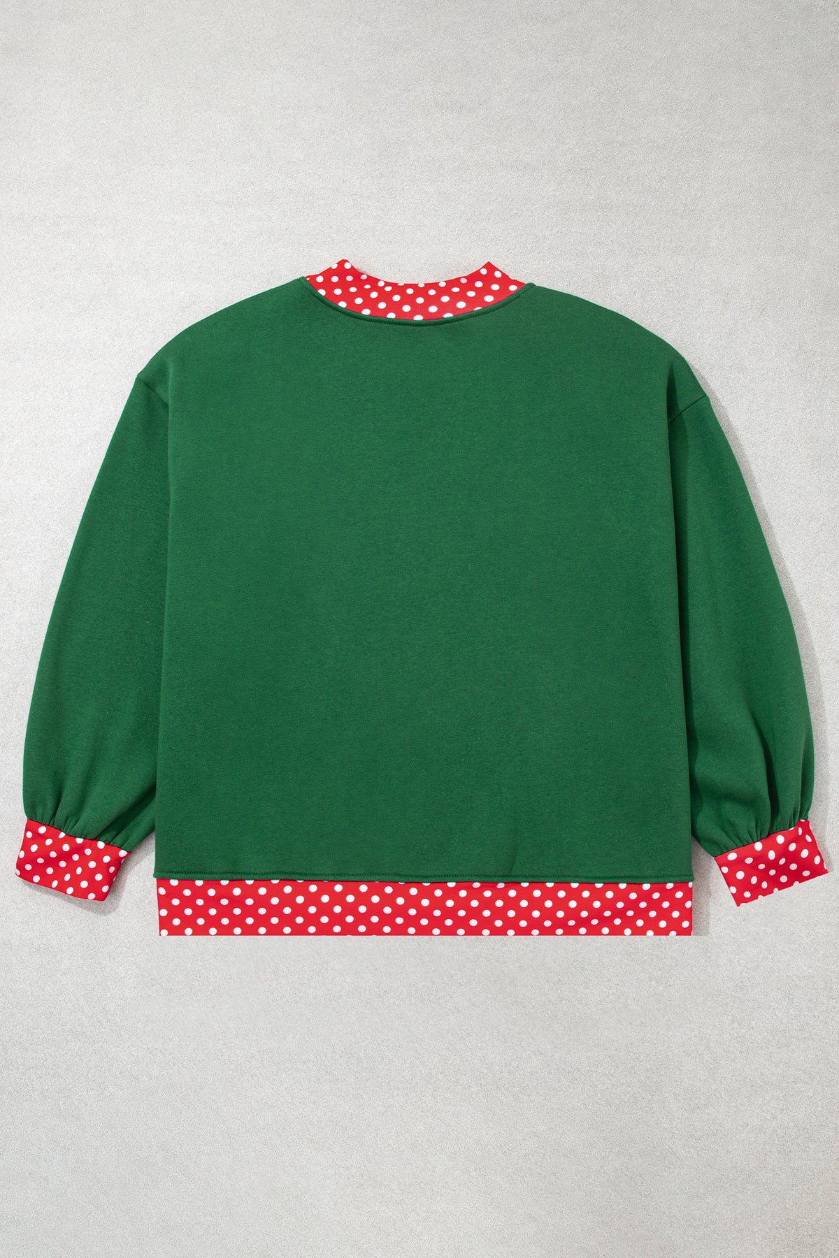 Polka Dot Trim Plus Size Crew Neck Tunic Sweatshirt