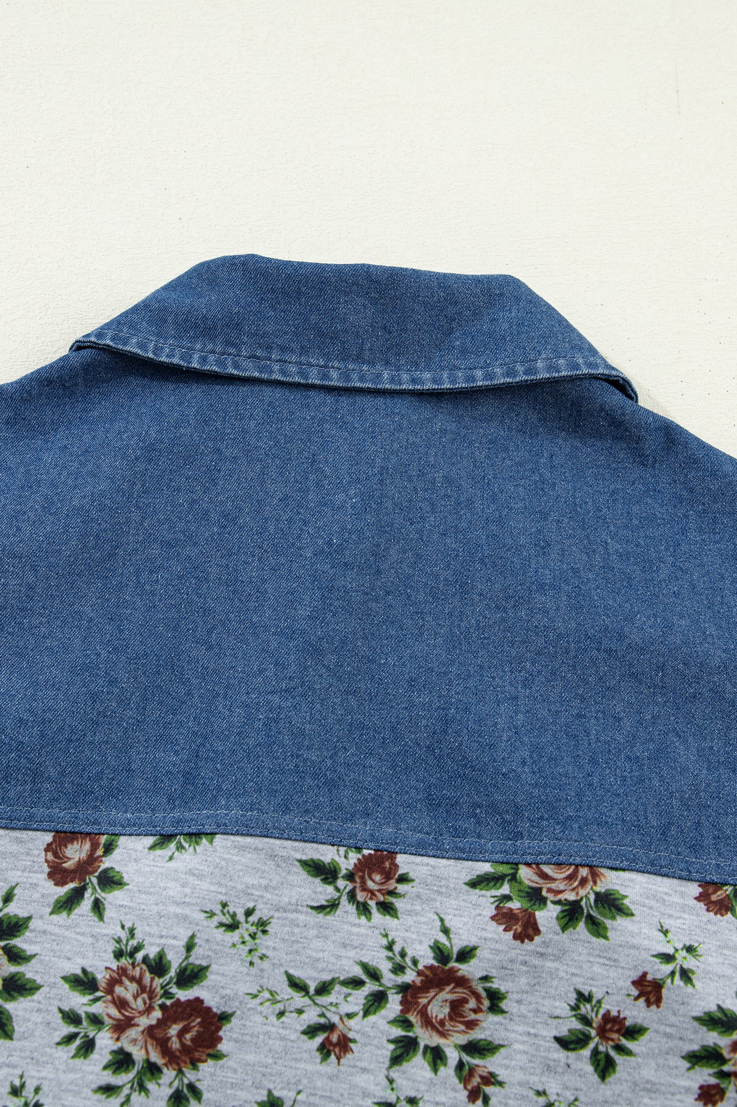 Floral Color Block Polo Henley Button Casual Top