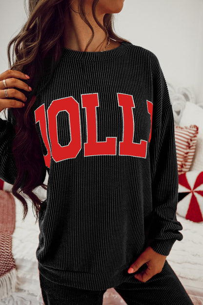 JOLLY Ribbed Knit Long Sleeve Top and Pants Set