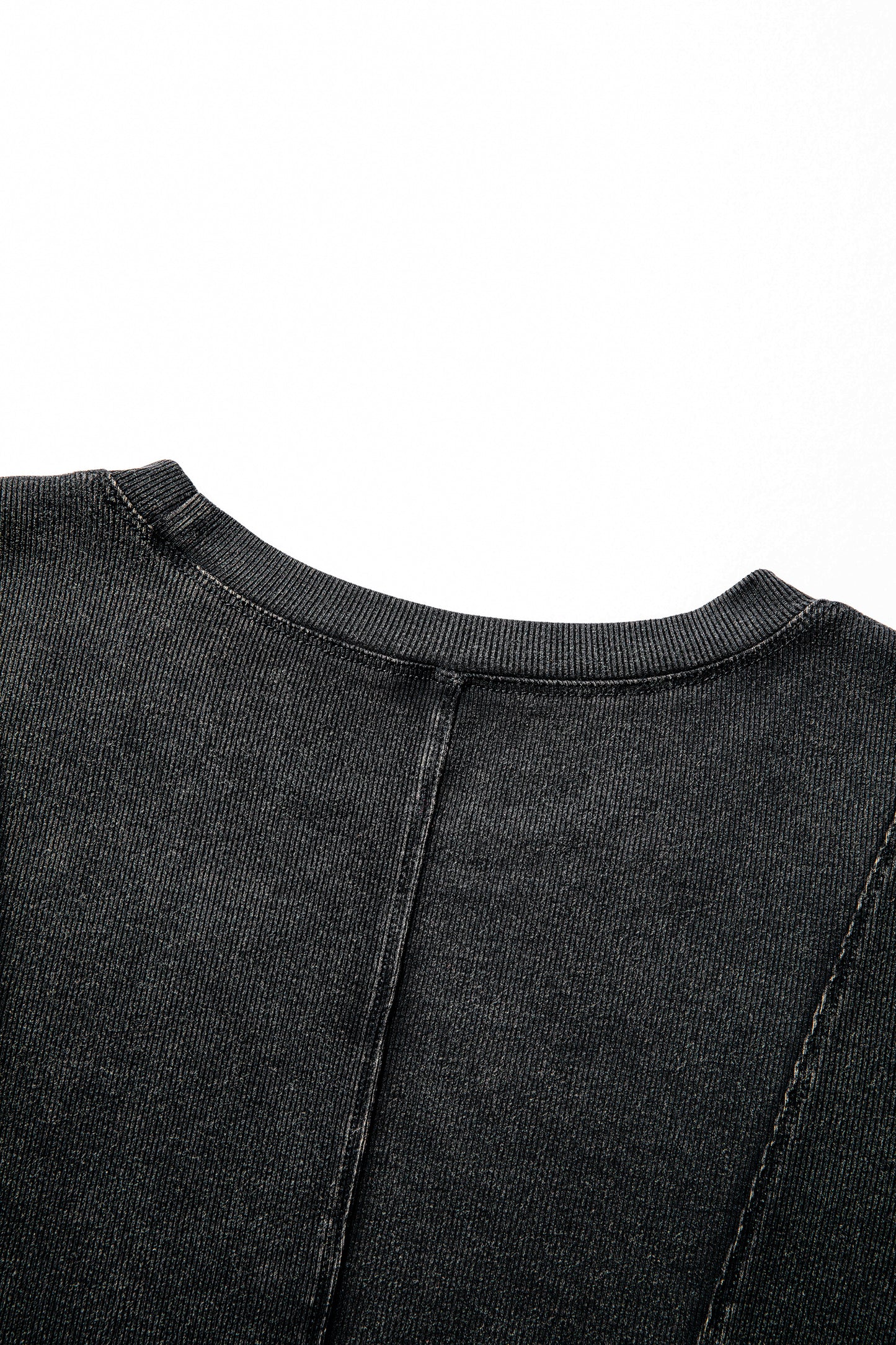 Coffee Exposed Seam Ribbed Long Sleeve Top