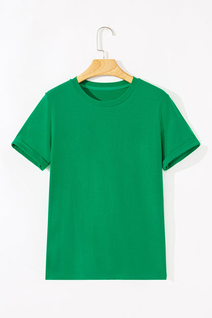 White Casual Crew Neck Short Sleeve Basic Tee