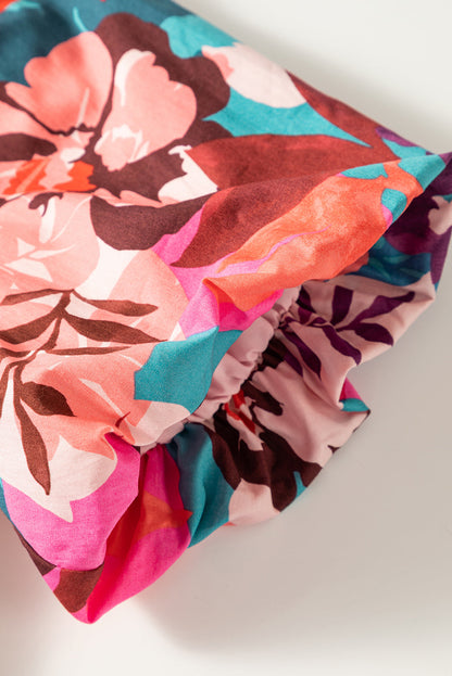 Floral Puff Sleeve V-Neck Blouse – Boho Summer Top