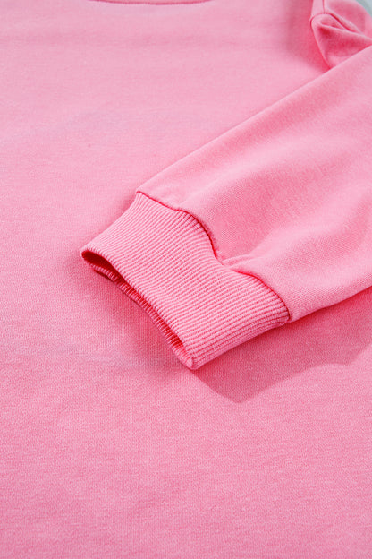 Pink Embroidered Pumpkin Halloween Crewneck Sweatshirt