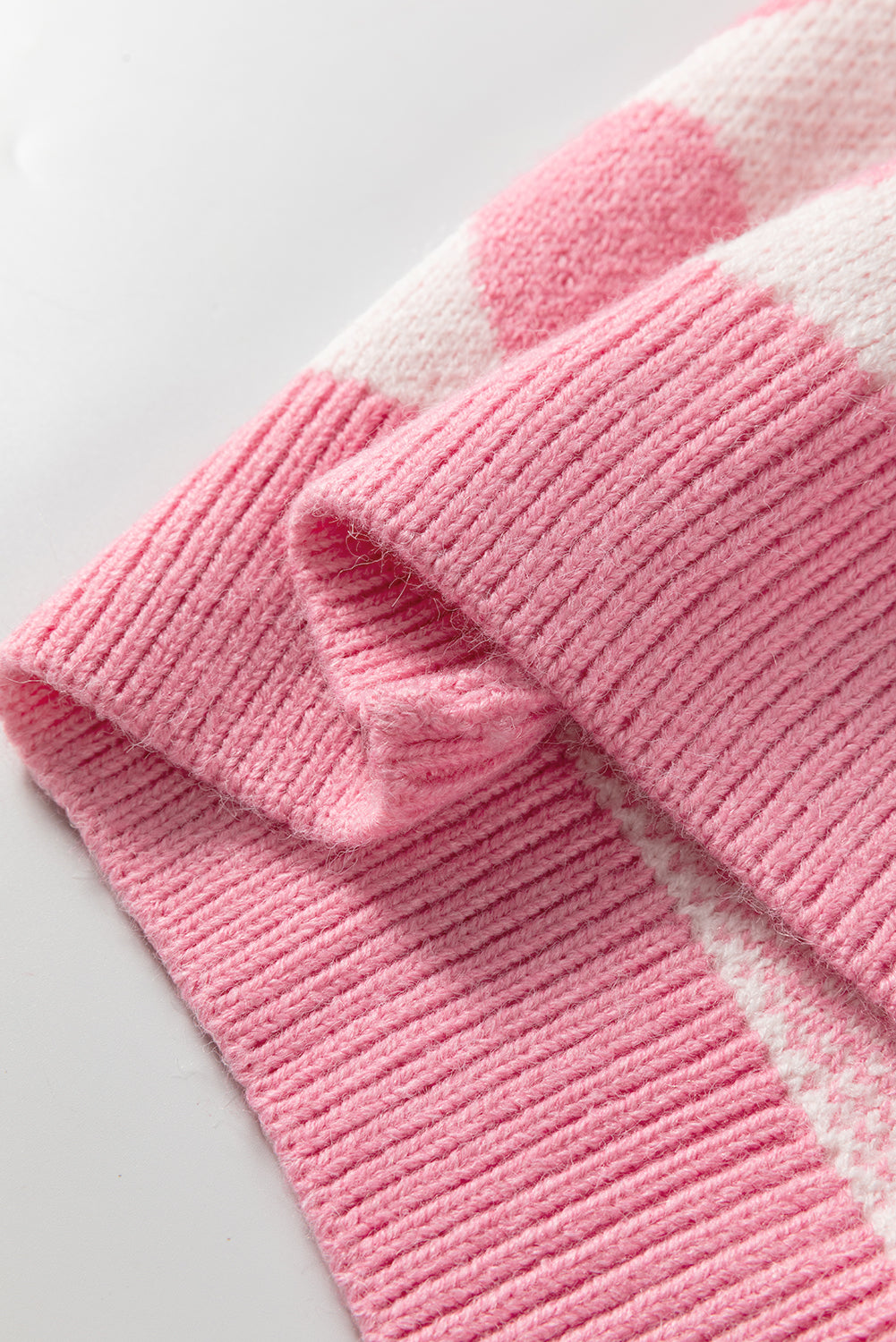Pink Valentine Heart Print Cozy Knit Sweater for Women