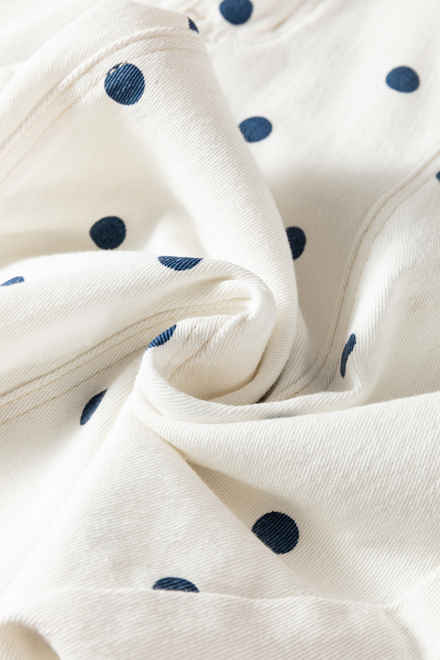 Blue Polka Dot Barrel Jeans High Waist Wide Leg Pants