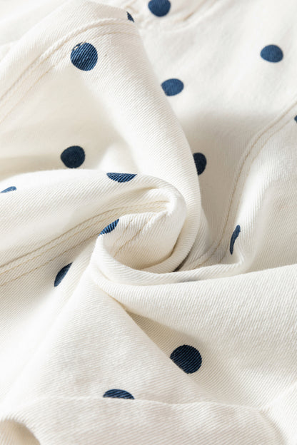 Blue Polka Dot Barrel Jeans High Waist Wide Leg Pants