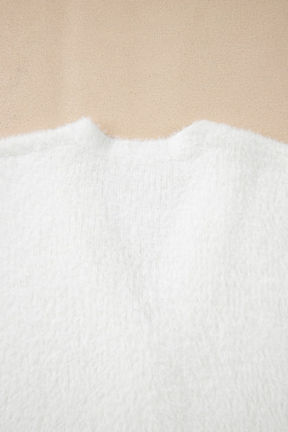Soft Fuzzy Button Front Long Knit Cardigan with Pockets