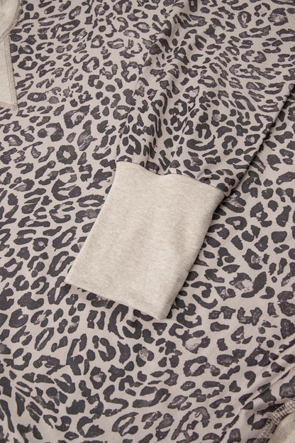 Leopard Print Long Sleeve Crew Neck Casual Sweatshirt