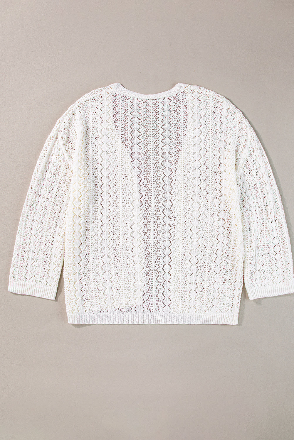 Chic Hollow Out Knit Cardigan with Drop Shoulders