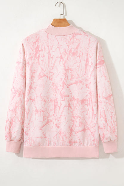 Khaki Camo Baggy Mock Neck Sweatshirt Casual Top