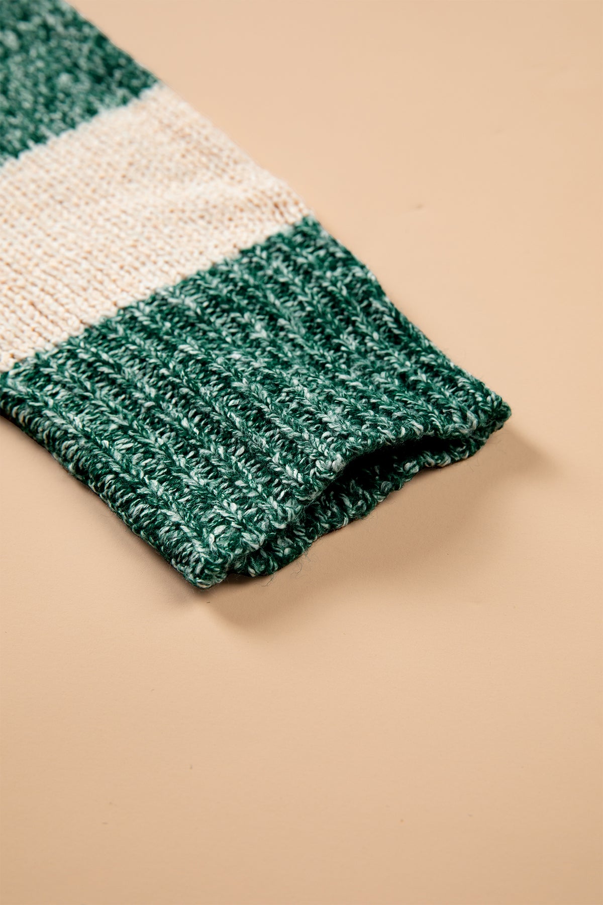 Green Stripe Drop Shoulder Knit Pullover Sweater
