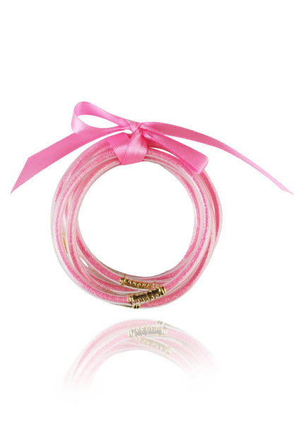 Mardi Gras Glitter Jelly Bangle Bracelet Set 5pcs