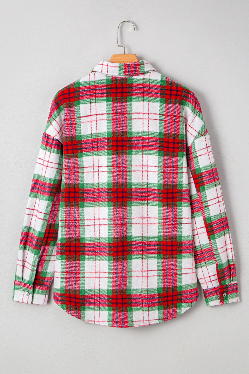 Christmas Plaid Button Down Flannel Shacket for Women