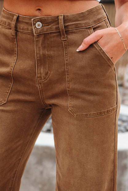 Breen Cropped High Rise Wide Leg Denim Pants