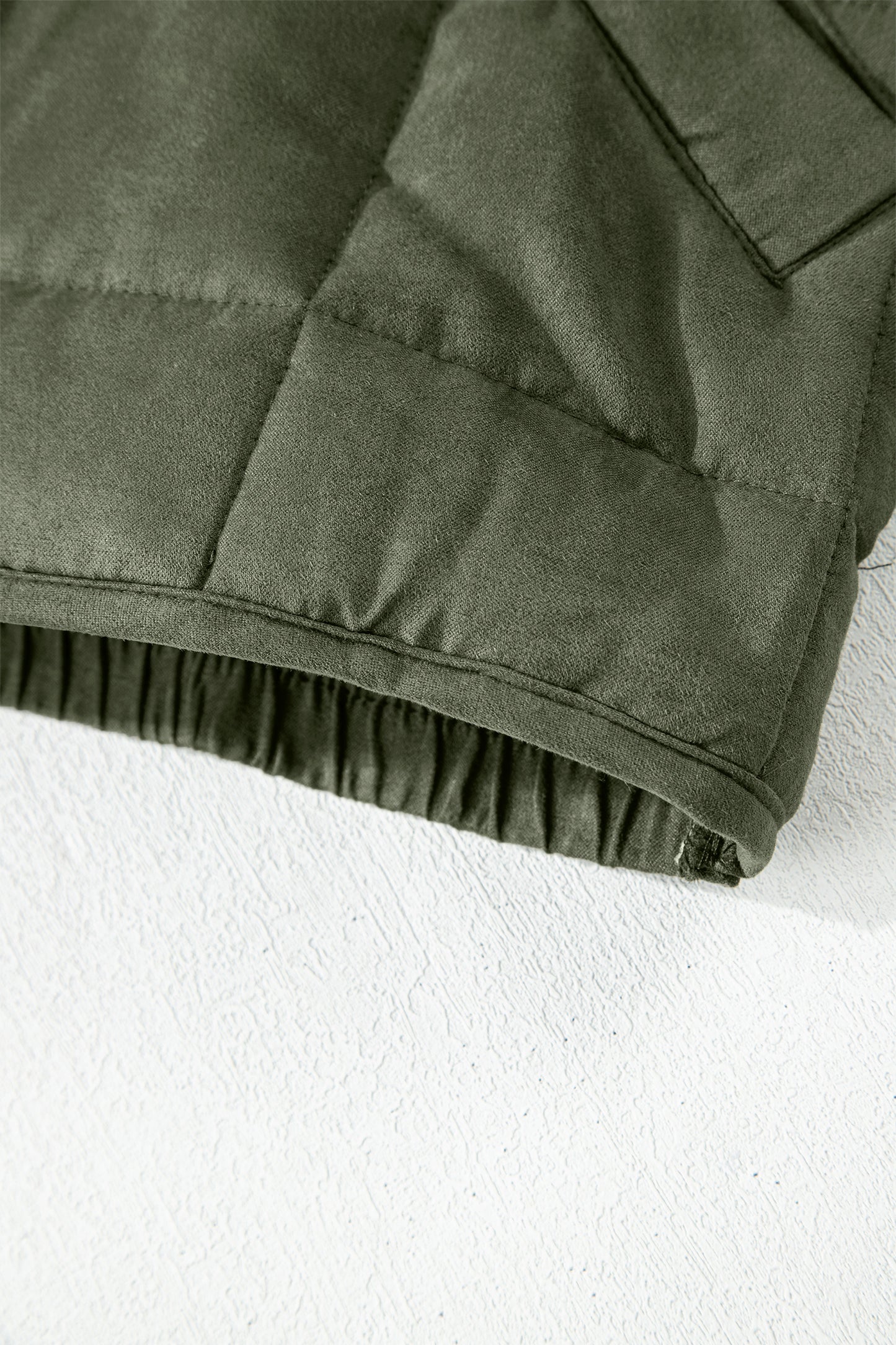 Olive Green Quilted Zip-Up Jacket with Pockets