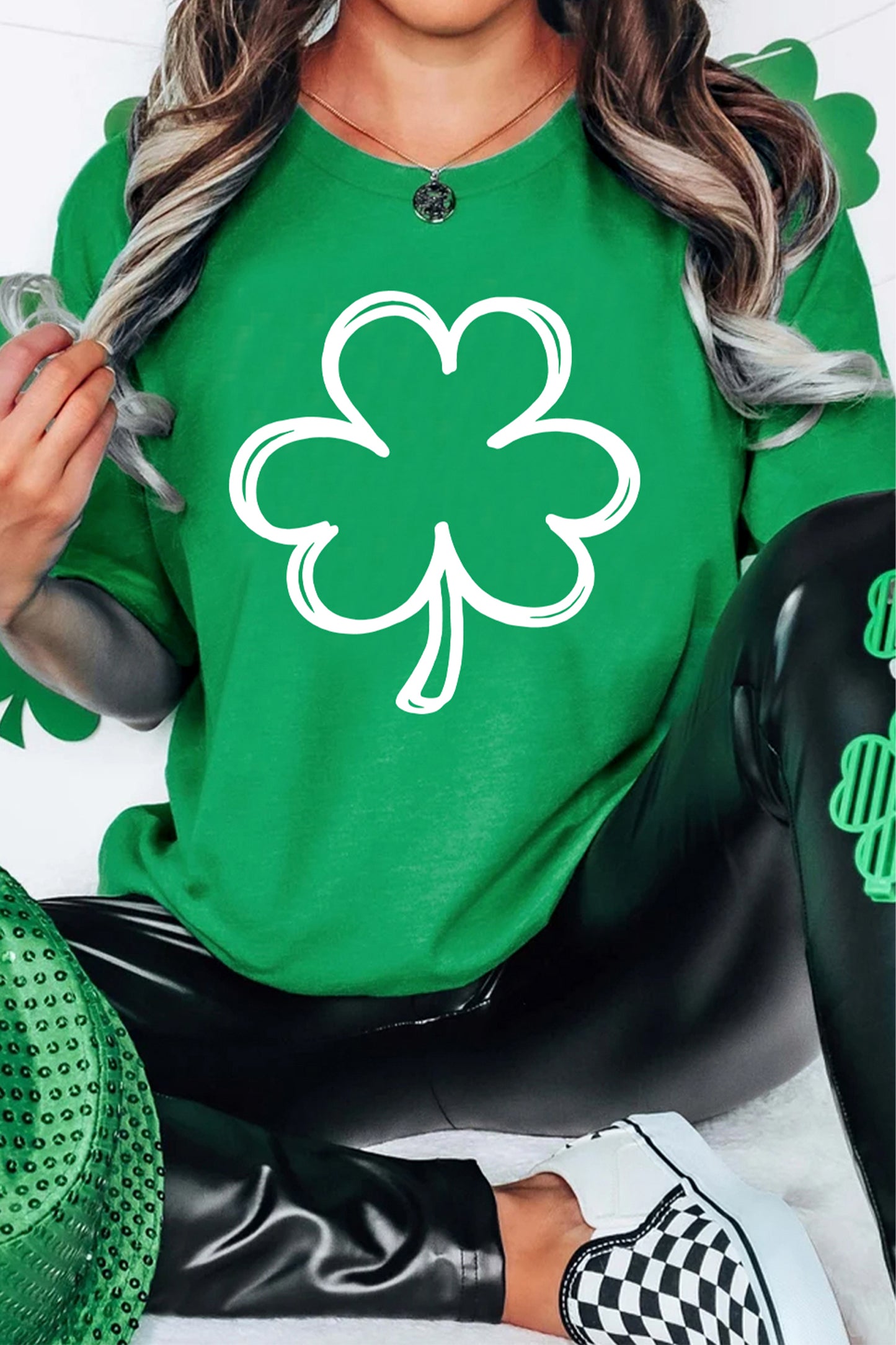 Bright Green Shamrock Graphic St Patrick’s Day Tee