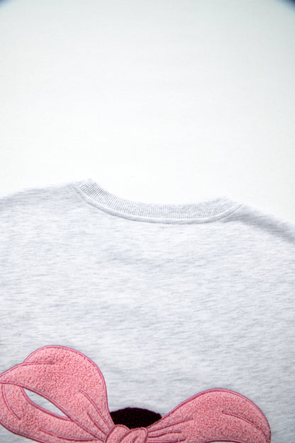 Embroidered Football Bow Back Game Day Sweatshirt