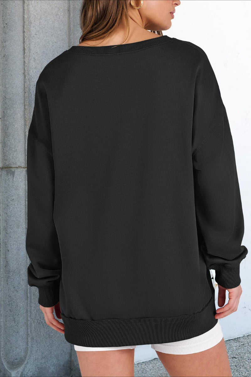 Bold Striped V-Neck Sweatshirt with Neon Contrast Trim