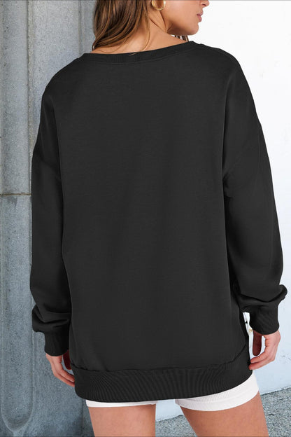 Bold Striped V-Neck Sweatshirt with Neon Contrast Trim