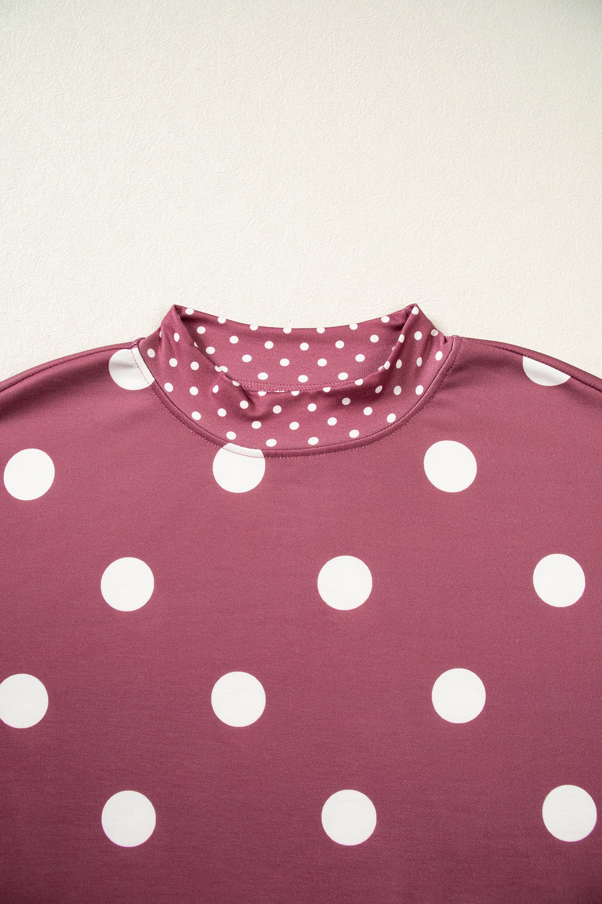 Pink Polka Dot Print Contrast Detail Oversized Tunic Sweatshirt