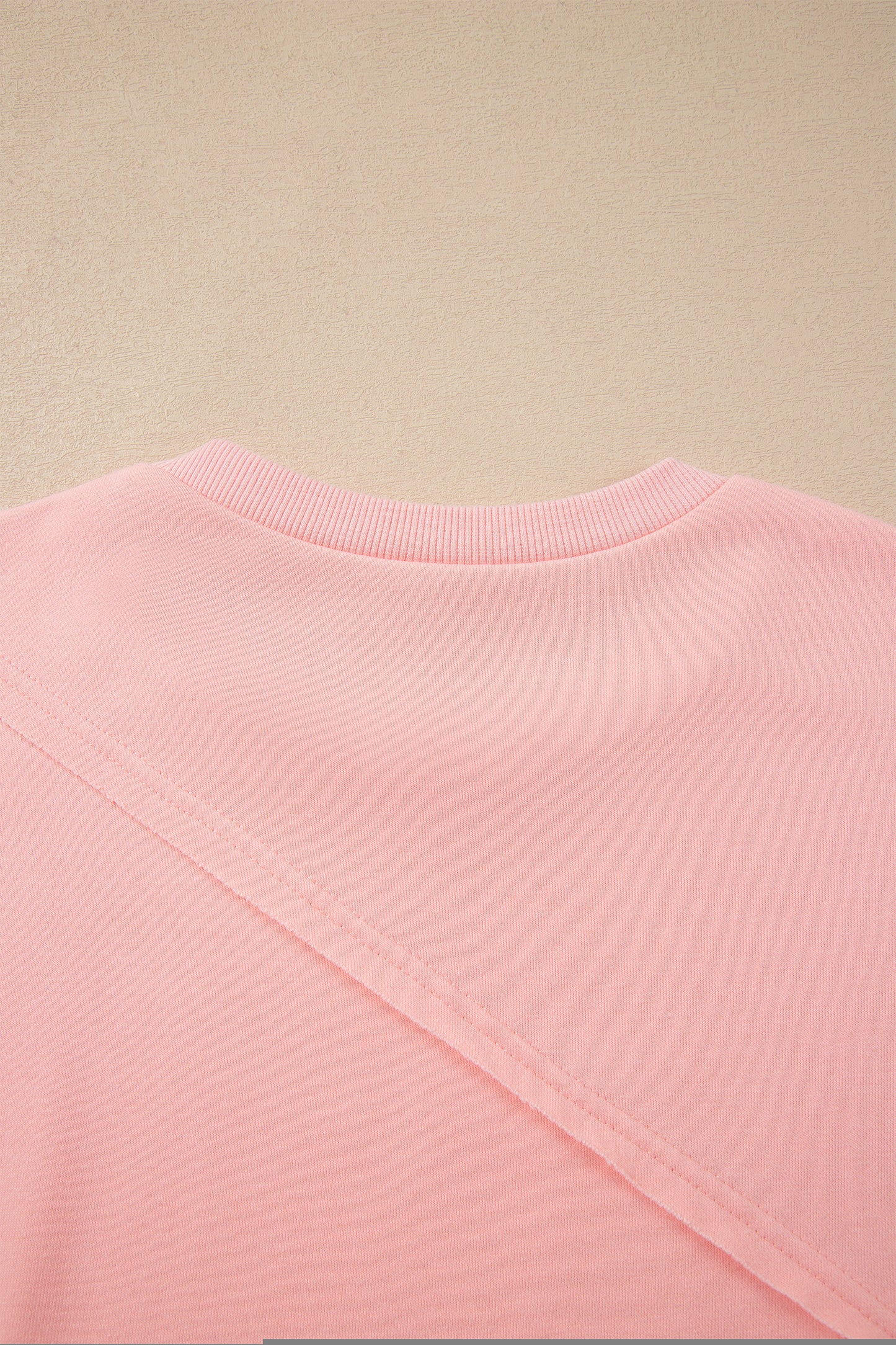 Pink Colorblock Striped Patchwork Long Sleeve Round Neck Top