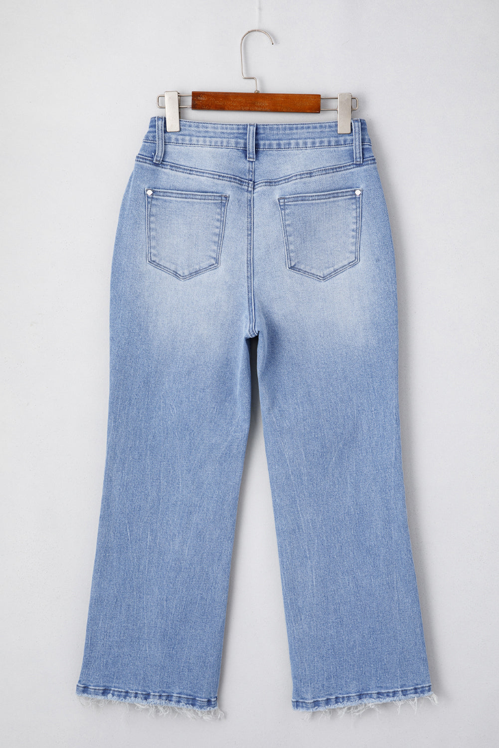 High Waist Flared Jeans with Raw Hem