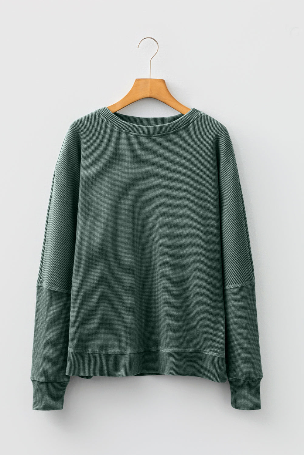 Waffle Knit Loose Long Sleeve Casual Top