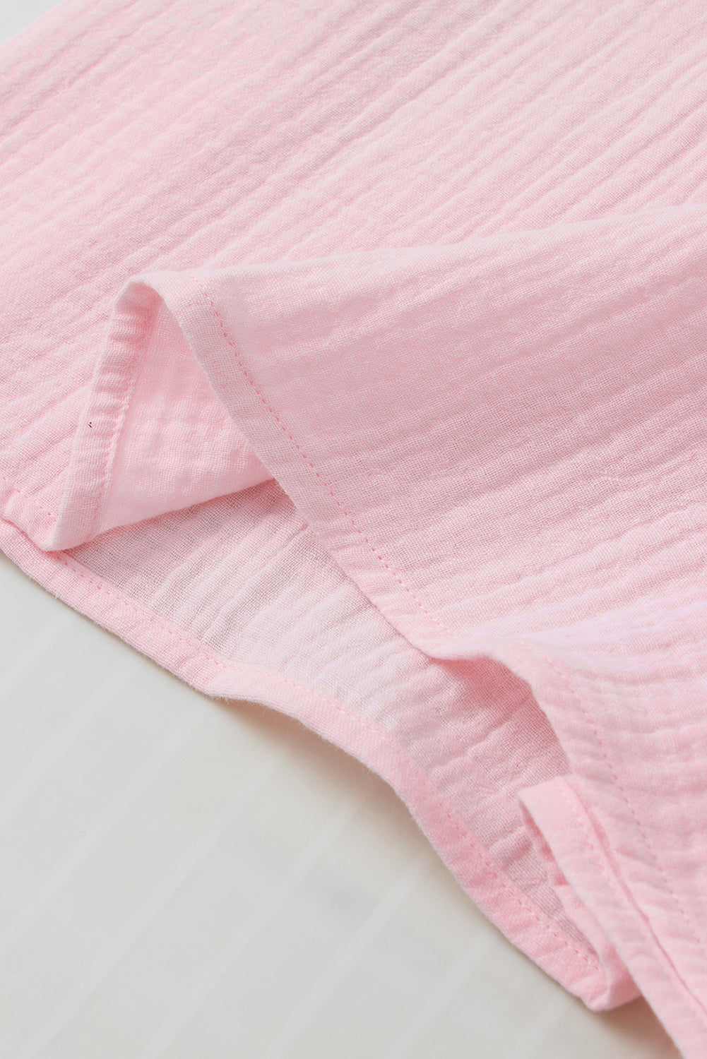 Pink Cotton Gauze Ruffle Sleeve Summer Blouse Top