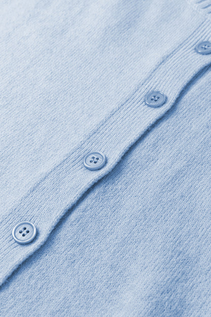Lavender Boxy 3/4 Sleeve Button Down Knit Cardigan