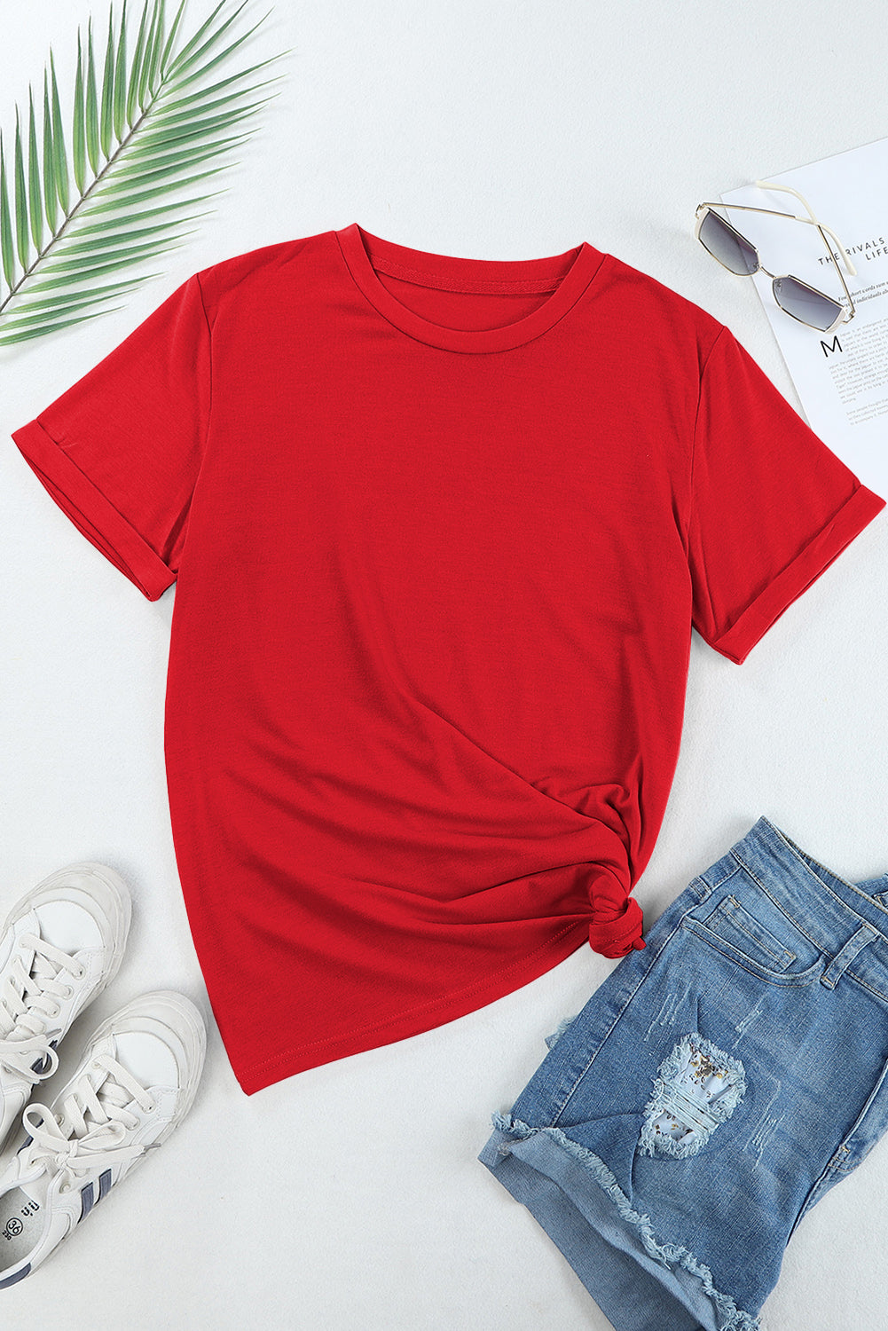 White Casual Crew Neck Short Sleeve Basic Tee