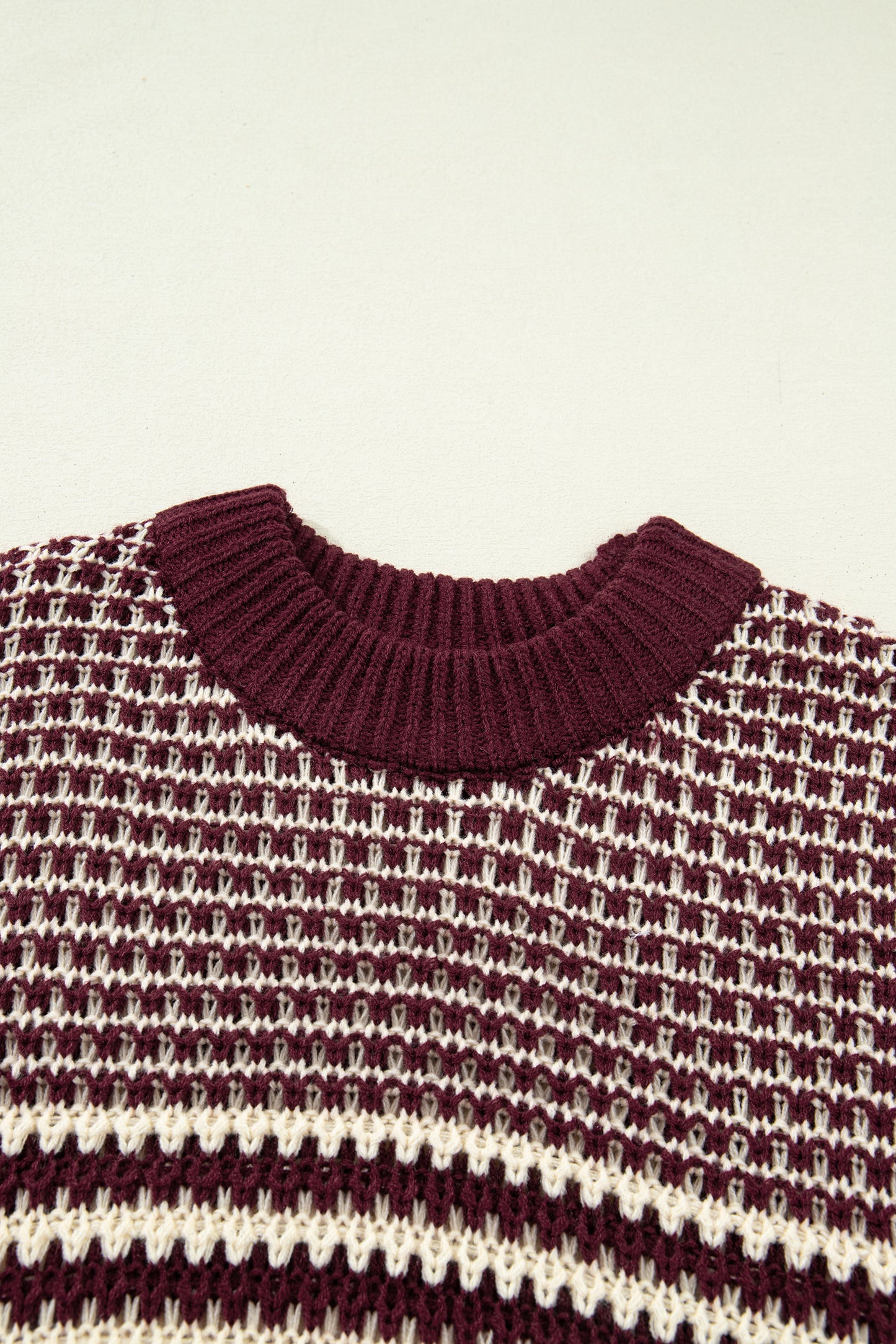 Red Stripe 3/4 Draped Sleeve Slouchy Sweater