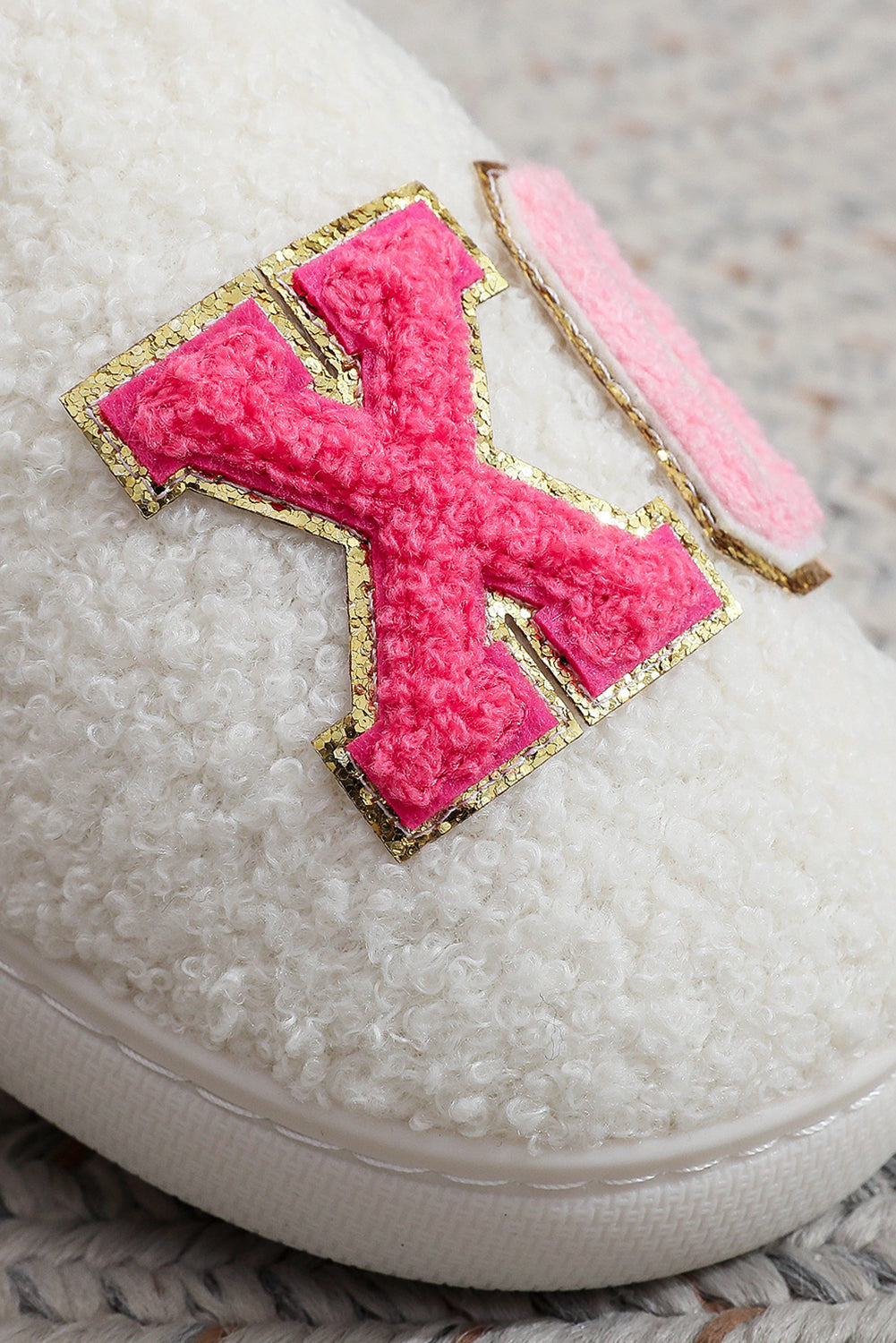 Pink XOXO Plush Slippers Warm Fuzzy Valentines House Shoes Women