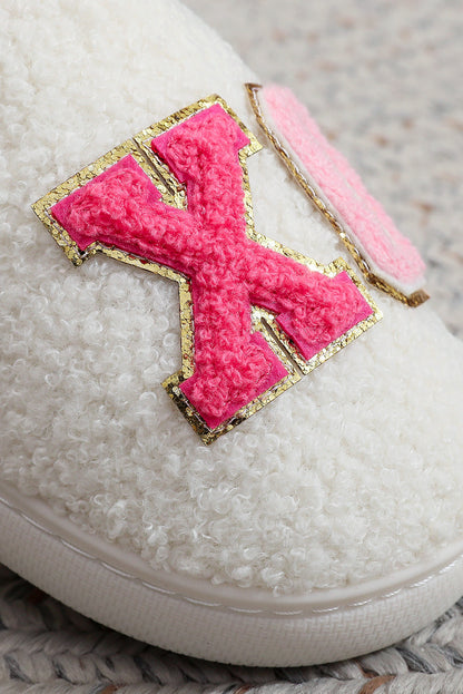 Pink XOXO Plush Slippers Warm Fuzzy Valentines House Shoes Women