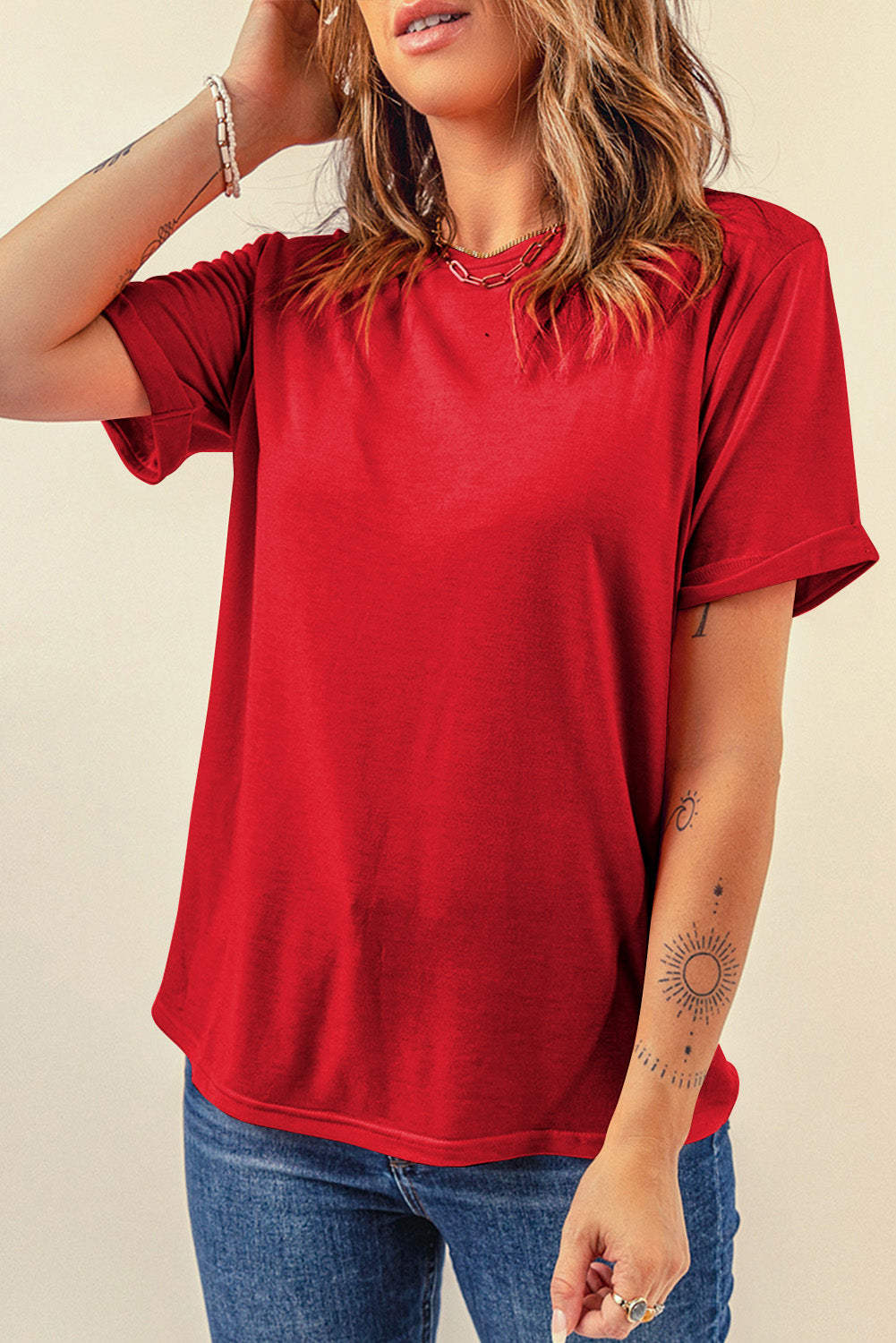 White Casual Crew Neck Short Sleeve Basic Tee