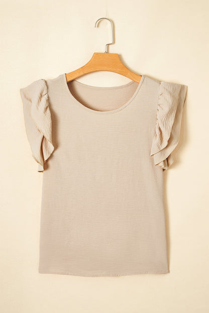 Clearly Aqua Ruffle Sleeve Summer Casual Blouse Top