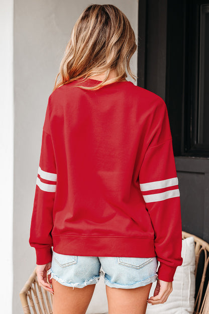 Varsity Stripe Drop Shoulder Oversized Women’s Sweatshirt