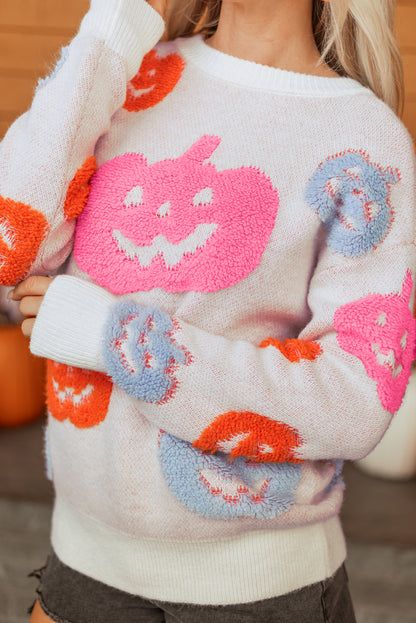 Cozy Halloween Jack-O’-Lantern Knit Pullover Sweater