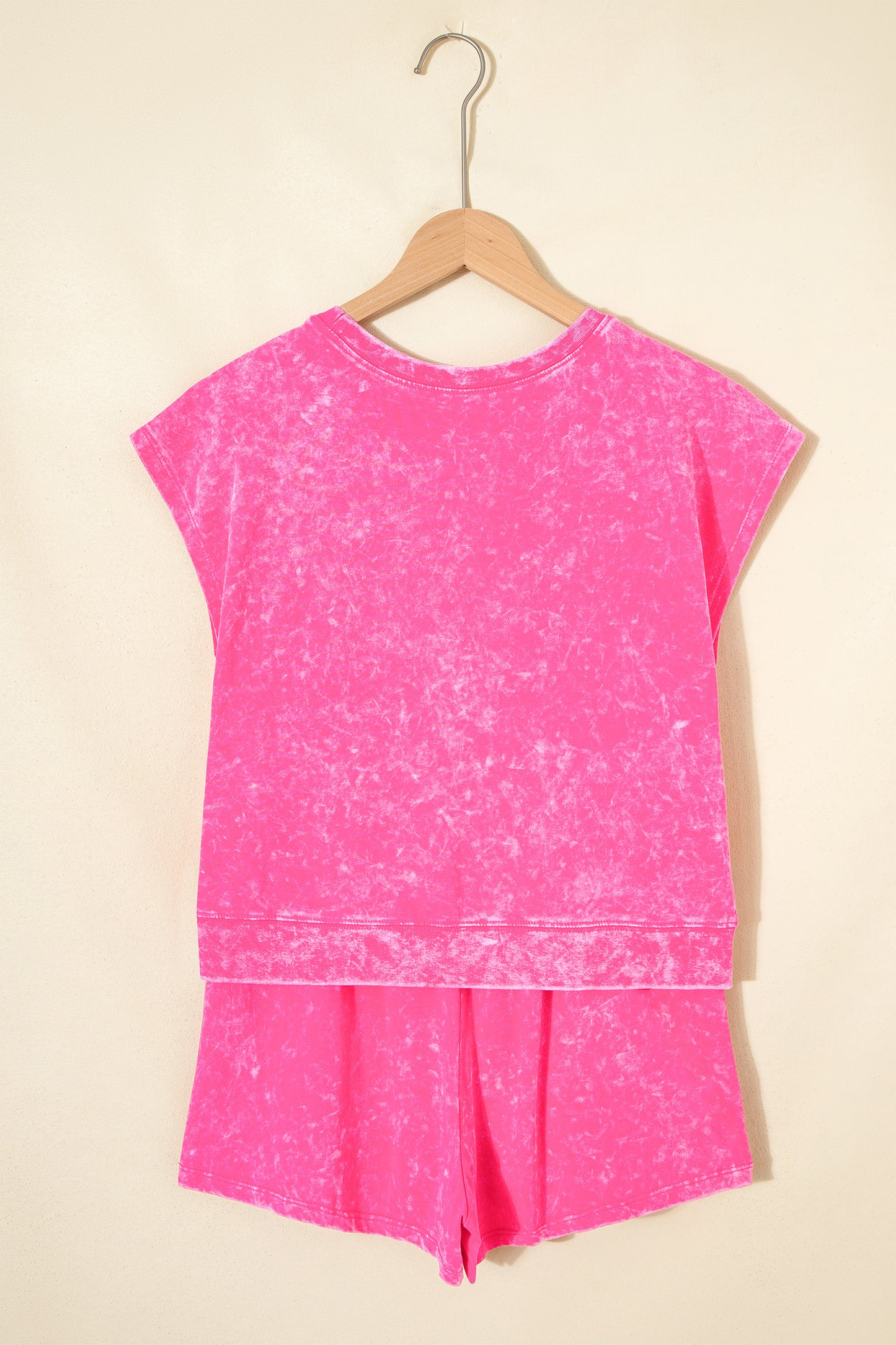 Mineral Wash Cotton Lounge Set Tee and Drawstring Shorts