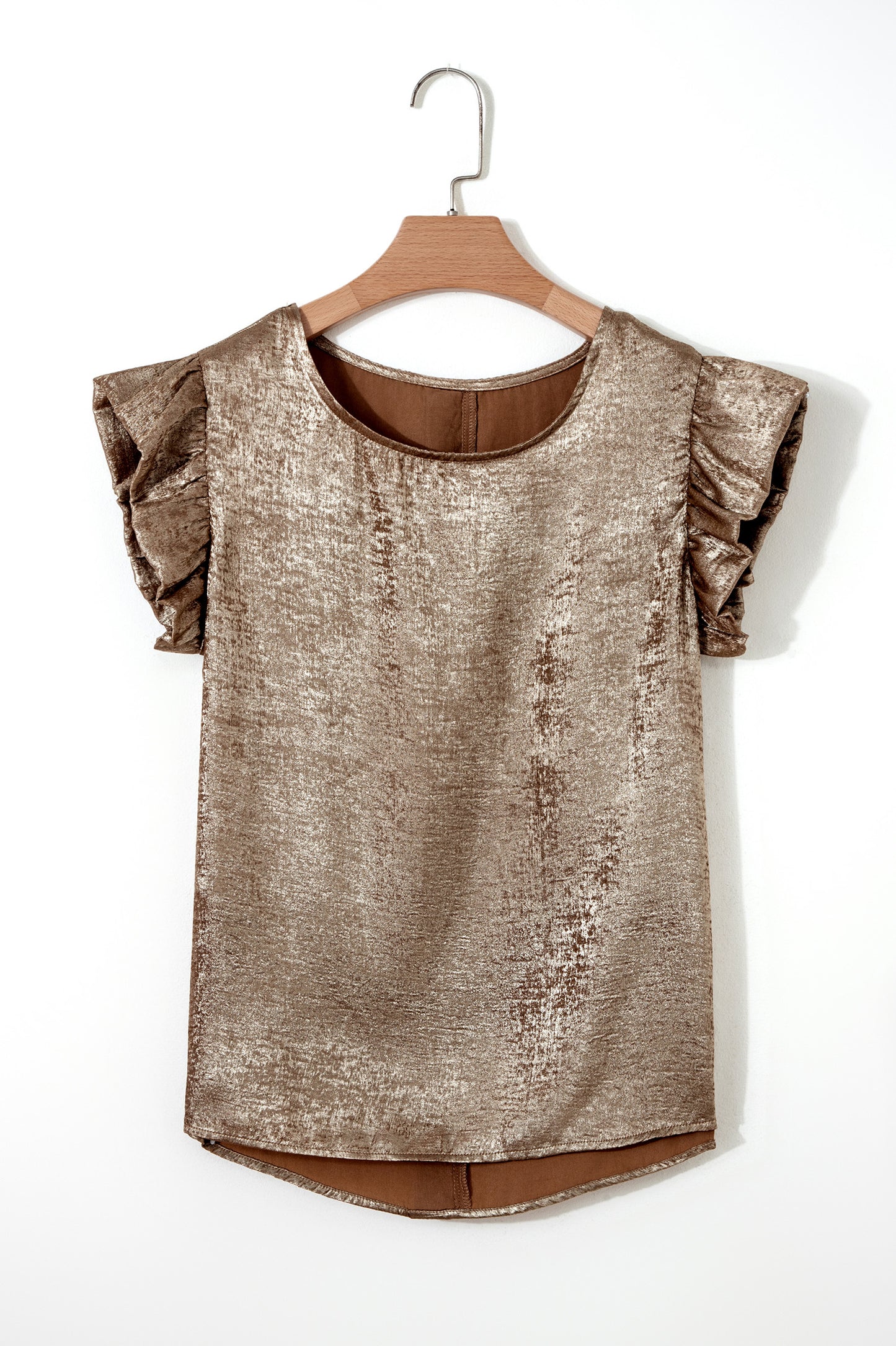 Silver Metallic Ruffle Shoulder Sleeveless Party Top